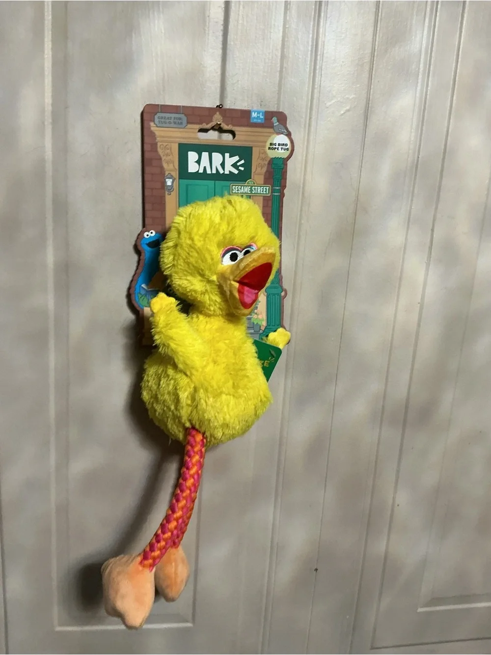 BIG BIRD BARK BOX DOG TOY TUG ROPE SQUEAKY New 14”